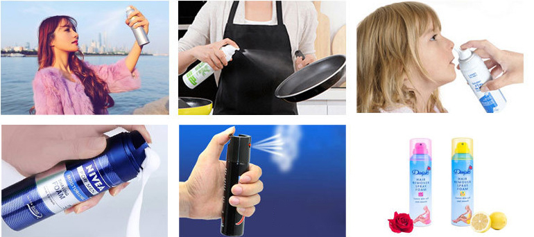 Productos de aplicaci&oacute;n de m&aacute;quina llenadora de aerosol con v&aacute;lvula de bolsa