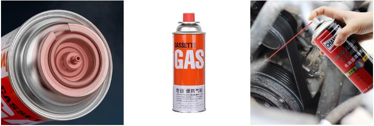 Productos en aerosol producidos por m&aacute;quinas llenadoras de aerosoles.