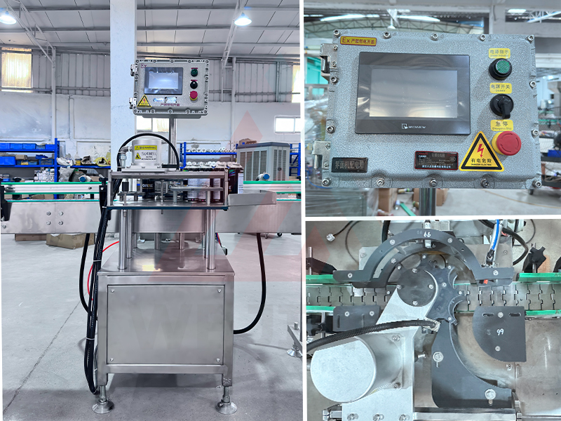 Línea automática de llenado de aerosoles lubricantes QGJ70: alta precisión ±1% 60-70 latas por minuto