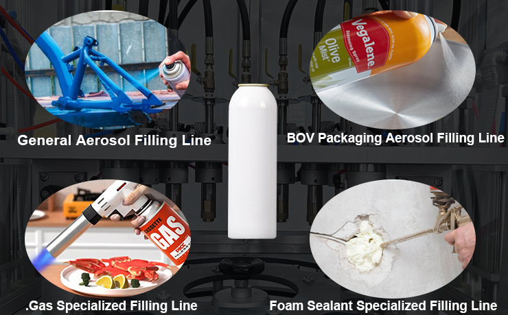 Análisis de las cuatro líneas principales de llenado de aerosoles: guía de selección de tipo general / BOV / gas / espuma