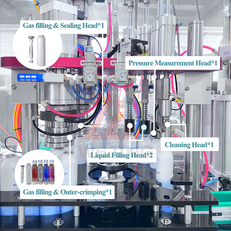 Máquina llenadora automática de aerosoles Bov WJER-30S para latas de aluminio y botellas de plástico