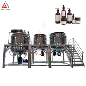 Hervidor mezclador emulsionante al vacío de 2000L con tanques de fase de agua y aceite para producción de cosméticos y lociones en crema